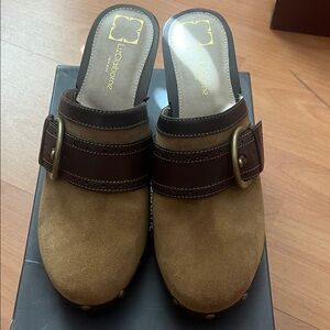 Liz Claiborne Brown and Tan Mules